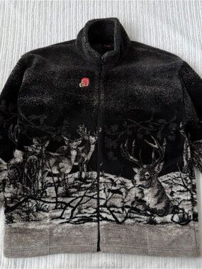 Vintage 1990s Mazmania all-over print full-zip fleece jacket | Size L